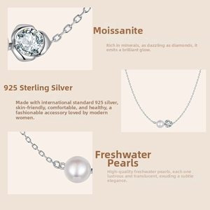 Détails du collier en argent 925 avec fleur en moissanite et perle d'eau douce