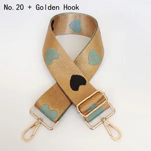 Detail of thickened nylon strap No. 20 with heart jacquard and gold metal hooks