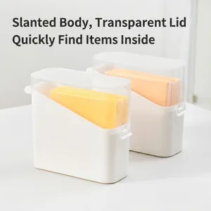 Japanese style cheese slice storage box for refrigerator side door with clear lids set of 2