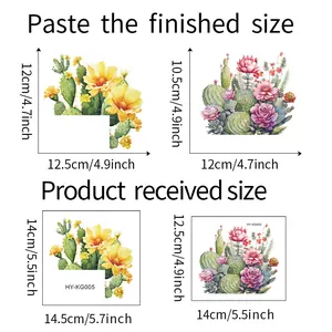 Size guide for watercolor tropical flower and cactus light switch wall decals