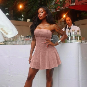 Robe Mini En Jean Sans Bretelles Dos Nu Coupe Ajustée Ligne A Jupe Évasée Sexy Fête Club Streetwear Femmes