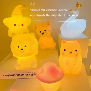 Cute cartoon night light set featuring bear, star, and mushroom shapes for cozy bedrooms