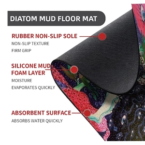 Detailed cross-section showing multi-layer non-slip rubber and absorbent diatomite mat