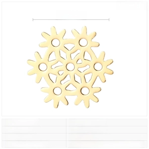 Macro detail of a 24mm golden stainless steel snowflake pendant with weight specifications