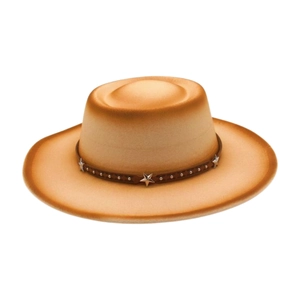 Chapeau jazz bicolore en feutre avec rivets en étoile et bandeau en cuir de style western