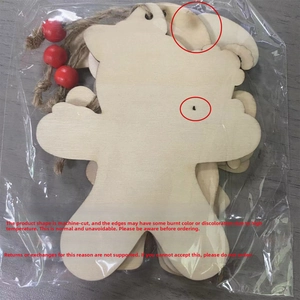 DIY Christmas wooden hanging ornaments kit with gingerbread man shapes and red beads