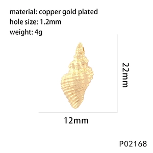 Detailed size specifications of the gold-plated seashell pendant with 22mm height