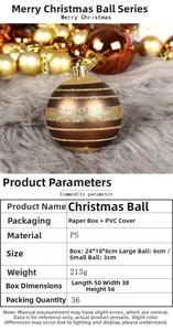 Dettagli di palline di Natale marrone scuro con glitter dorati e dimensioni
