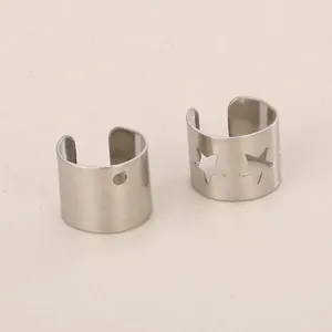 Stainless Steel Star Cut-out Ear Cuffs For Women Men Hip Hop Rock Geometric Unique Silver Metal Non Piercing Earrings