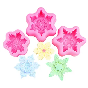 Snowflake Silicone Mold 3D Embossed For Christmas DIY Baking Candle Soap Making Fondant Chocolate Decor