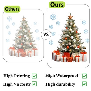 Detail of high-quality waterproof Christmas tree window sticker with durable printing