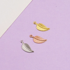 Mirror polished stainless steel leaf pendants in gold, rose gold and silver finishes