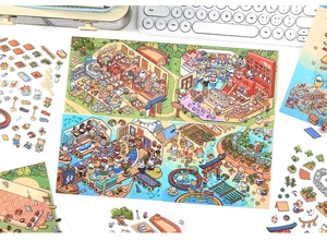 Detailed 2.5D creative cartoon cat lifestyle stickers for scrapbooking and DIY scenery