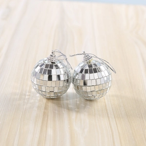 Silver mirror disco balls with hanging loop for wedding party and cake decoration