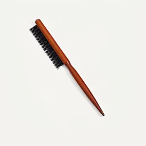 Professional Boar Bristle Teasing Brush Multi Row Hair Styling Comb With Wood Or Plastic Rat Tail Handle Volumizing Tool
