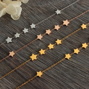 Elegant star pendant tassel chain necklaces in gold, silver, and rose gold finishes