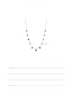 Detail view of S925 sterling silver choker necklace with colorful zircon stones and specs