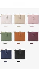 Short PU leather wallet collection for women featuring eight different colors and metal zippers