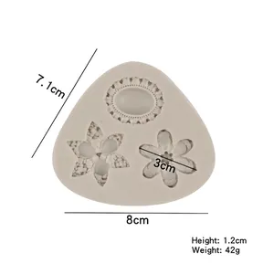 Silikonform mit Blumen- und Ovalmotiven für Tortendekoration und Bastelarbeiten, 8x7,1 cm