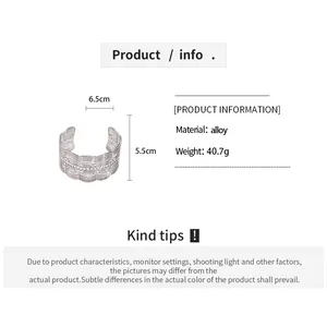 Size chart showing dimensions of 6.5cm by 5.5cm for the hollow flower open bangle bracelet