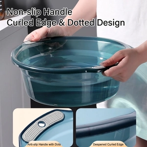 Deep green translucent plastic washbasin with anti-slip handles and reinforced edges