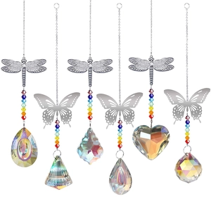 Crystal Suncatcher Rainbow Maker Metal Dragonfly Butterfly Prism Hanging Ornament Window Garden Home Decor