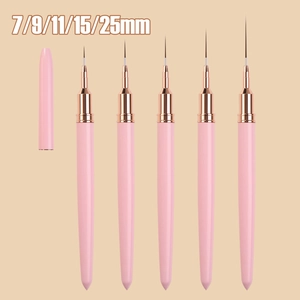 Set di 5 pennelli liner per nail art con manici rosa e punte ultra sottili da 7/9/11/15/25mm