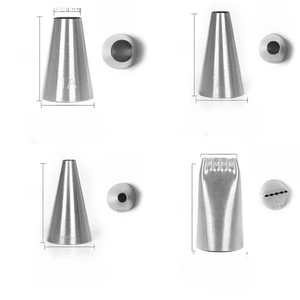 Detailed specs of 304 stainless steel piping tips with dimensions and seamless welding