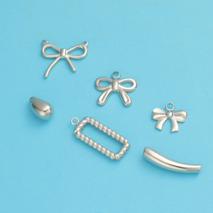 Stainless Steel DIY Jewelry Pendants Necklace Bowknot Teardrop Twisted Frame Curved Tube Charm For Women Making