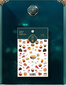 Detailed view of TS-277 5D nail art stickers featuring dessert and coffee illustrations