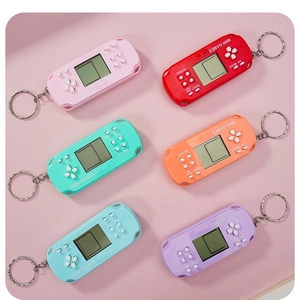 Mini handheld Tetris game consoles as keychains in six vibrant colors for gifts
