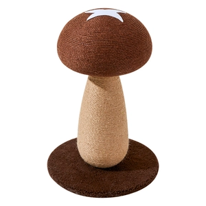 Cute mushroom-shaped sisal cat scratching post with stable base for indoor kittens