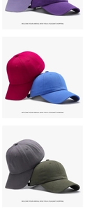 Detailed grid of cotton baseball caps showing multi-color selection and six-panel structure