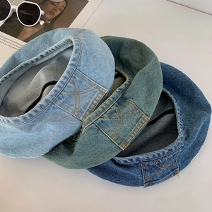 Berretti in denim lavato stile giapponese in azzurro, verde petrolio e blu scuro