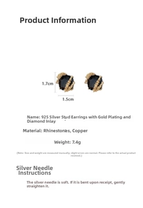 Dimensions détaillées 1,7x1,5cm boucles d'oreilles épi avec tige en argent 925