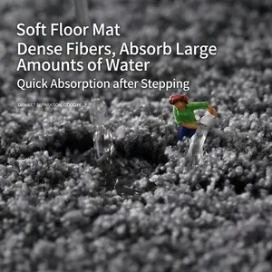 Thickened absorbent bathroom floor mat with grey dense fibers and non-slip backing