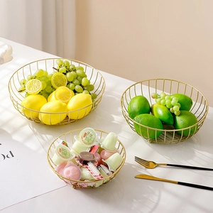 Iron Wire Fruit Basket Hollow Metal Storage Bowl For Snacks Candy Modern Nordic Style Desktop Decor Organizer