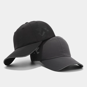 Breathable nylon sun hat with star-shaped laser cut vents in black and dark grey colors