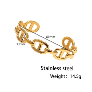 Goldener Armreif aus Edelstahl im Ankerkettendesign für Damen, 60 mm Durchmesser