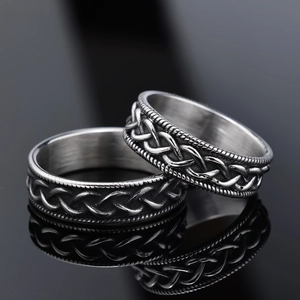 Bandring Edelstahl Geflochtener Keltischer Knoten Vintage Oxidiertes Finish Für Herren Damen Unisex Hip Hop Schmuck