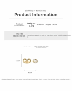 Detail of 18k gold plated ring set with zircon inlay dimensions and weight specs