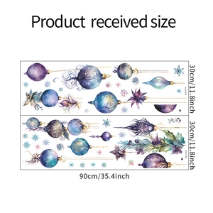 Detail view of two 30x90cm Christmas wall sticker sheets with purple snowflake ornaments