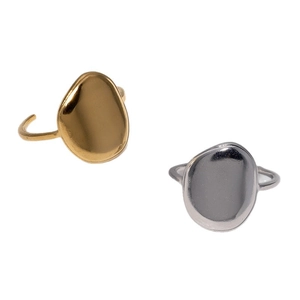 Minimalist irregular open rings for women in polished gold and silver stainless steel