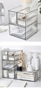 Stapelbare transparente Acryl-Schreibtisch-Organizer Schubladen für Kosmetik und Büro