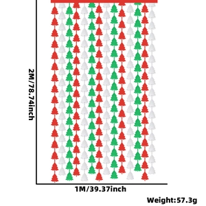 Christmas tree foil fringe curtain for party background decoration 1x2m red green silver