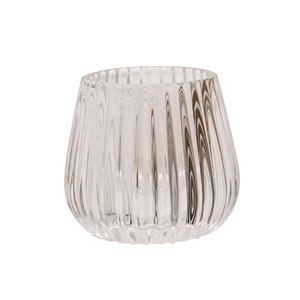 Pinecone glass candle holder with vertical ribbing for romantic table decor