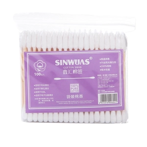 Dual-head 100-count cotton swabs with pointed and spiral tips for makeup removal