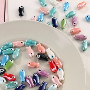 Colorful plated ceramic fish beads for DIY jewelry making and handmade bracelets