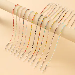 Eyeglass Chain Colorful Crystal Beaded Lanyard Faceted Anti-Slip Strap Sunglasses Holder Fashion Mask Necklace For Women