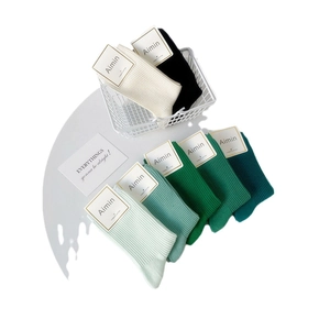 Pack de 6 calcetines de algodón peinado con textura de canalé en tonos verdes